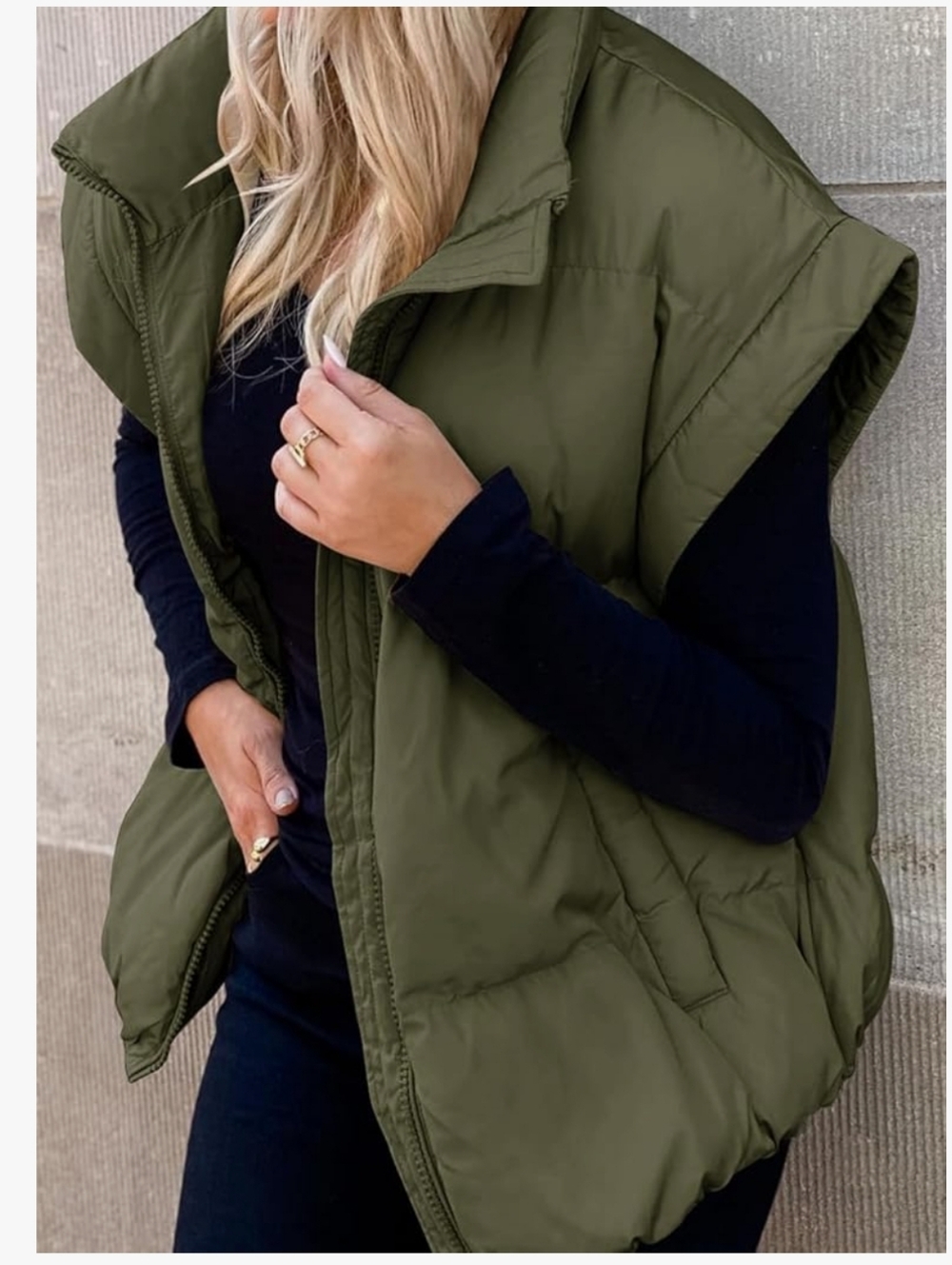 Free People Bubble Puffer Vest Olive Green Extra Large